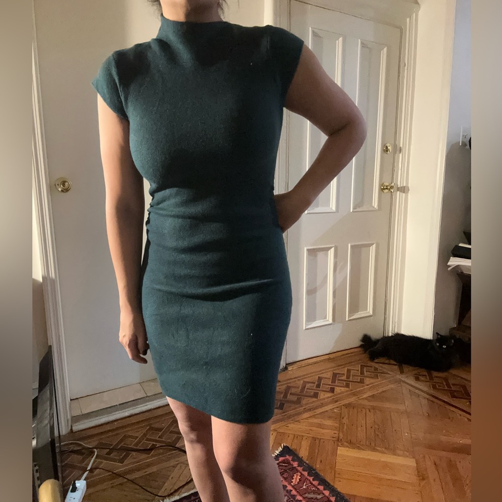 Zara asymmetrical mock neck knit sweater dress